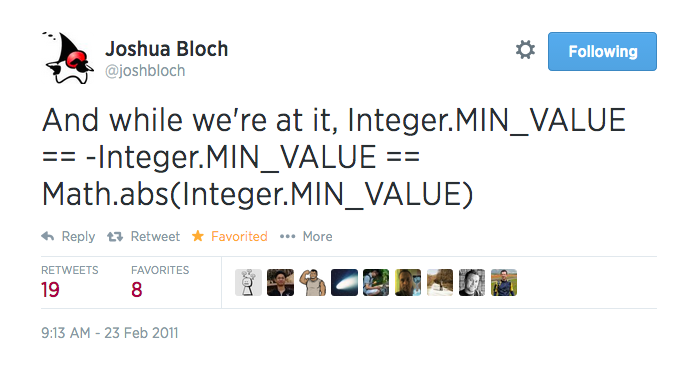 Joshua Bloch의 트윗 스크린샷